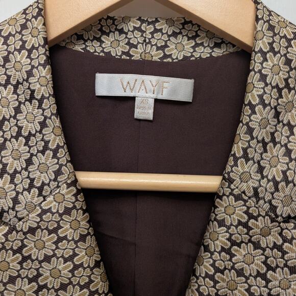 WAYF Finn Metallic Daisy Double Breasted Blazer Beige Brown Work Career Business - Picture 5 of 6